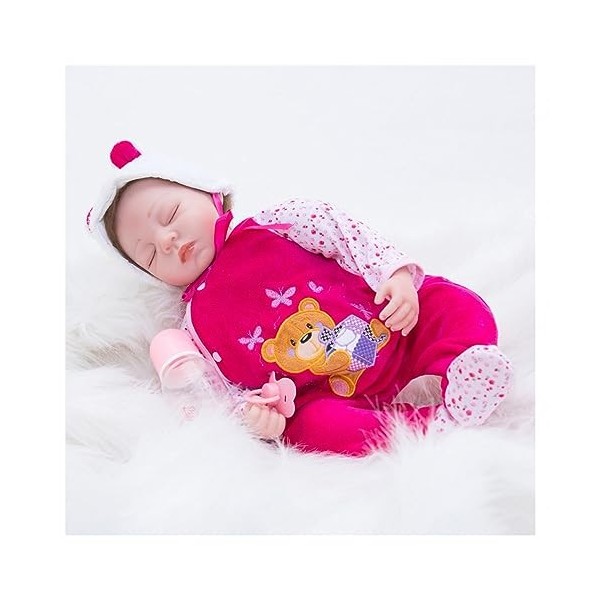 I-Girl Poupée Reborn réaliste en vinyle souple en silicone souple avec cheveux dessinés à la main Noir 55 cm