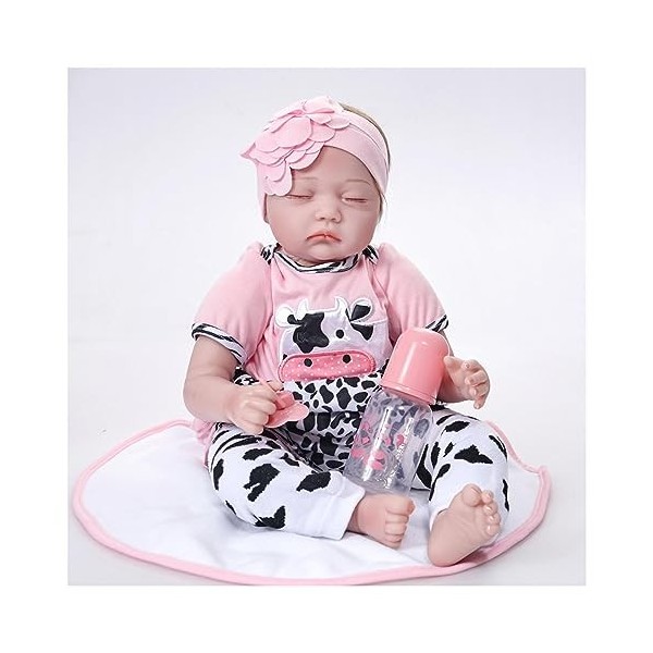 Poupée réaliste en silicone avec vêtements et accessoires pour enfants à partir de 3 ans, 55 cm, chapeau rose, K-Boy