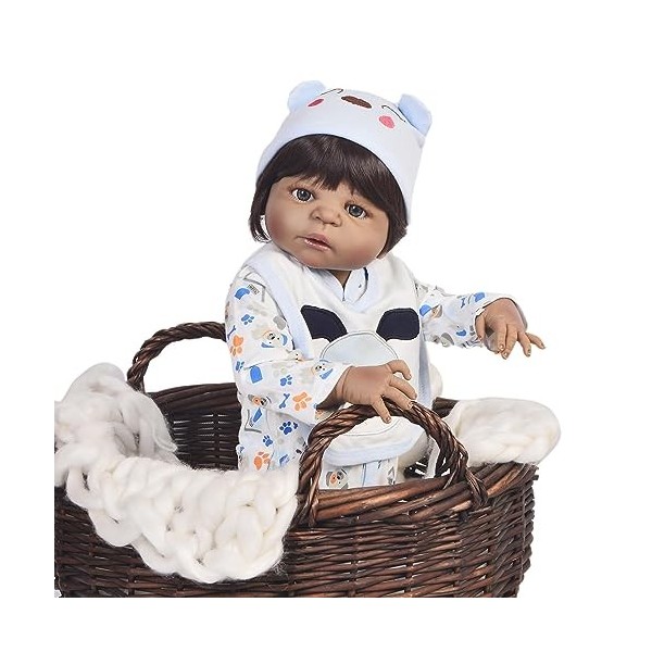 Poupée réaliste en silicone avec vêtements et accessoires pour enfants à partir de 3 ans, 55 cm, chapeau rose, K-Boy