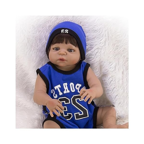 Poupée réaliste en silicone avec vêtements et accessoires pour enfants à partir de 3 ans, 55 cm, chapeau rose, K-Boy