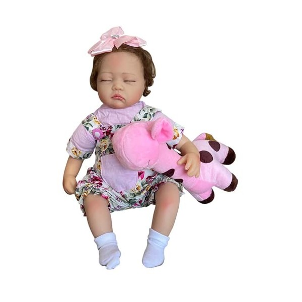 43 Cm Reborn Bébé Poupée Filles À La Recherche De Vrais Bébés en Silicone Souple Fille Nouveau-Né Jouet avec Girafe Enfants P