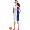 Barbie Made to Move poupée articulée joueuse de basketball brune en maillot et ballon, jouet pour enfant, FXP06