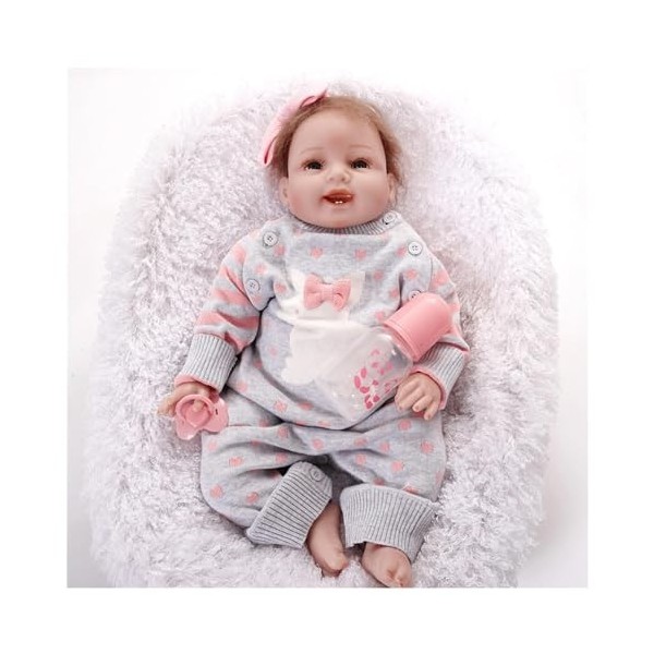 Poupée nouveau-né réaliste de 55 cm, poupée Reborn féminine réaliste en vinyle doux et réaliste, poupée Reborn Girl lestée po