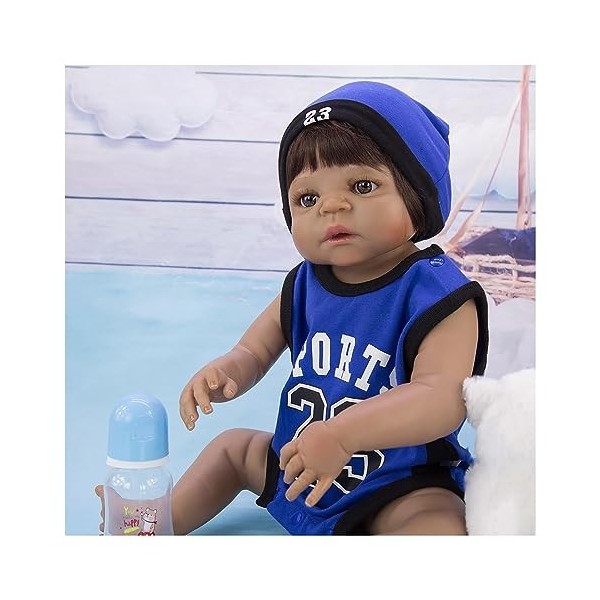 Reborn – Poupée en silicone noir pour fille, 55,9 cm, faite à la main, poupée bébé qui semble réelle, coffret cadeau pour enf