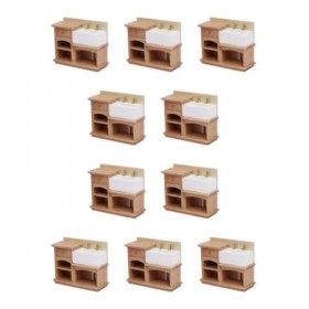 iewrtcin 10 Ensemble de Maison de poupée multifonctionnelle, lavabo Miniature, Construction en Bois exquise, ajout de matéria