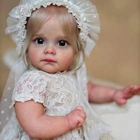 Pinky Reborn Poupée Reborn 24 Pouces 60cm Poupée Princesse Filles Bebe Reborn Souple Silicone Réaliste Vinyle Baby Doll