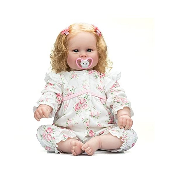 Pinky Reborn Poupée Bébé Silicone Souple Vinyle 24 Pouces 60CM Vrai Vie Réaliste Fait Main Fille Jouets Cadeaux danniversair