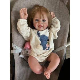 Pinky Reborn Poupée Reborn 24 Pouces 60cm Poupée Garçon Filles Bebe Reborn Souple Vinyle Silicone Réaliste Baby Doll