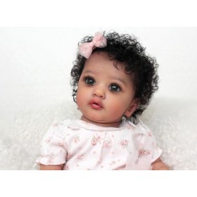 Pinky Reborn 23Pouces 57cm Peau Noire Afro Américaine Poupée Reborn Réaliste Bebe Fille Jouets