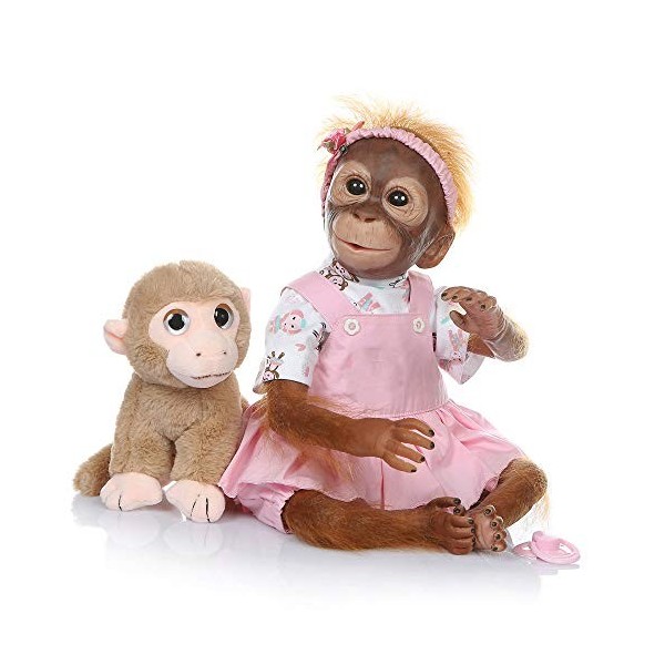 Pinky Reborn Bébé Poupées Monkey 21 Pouces 52cm Silicone Souple Vinyle Réaliste à la Main Vraie Poupées Enfant Nouveau-né Béb