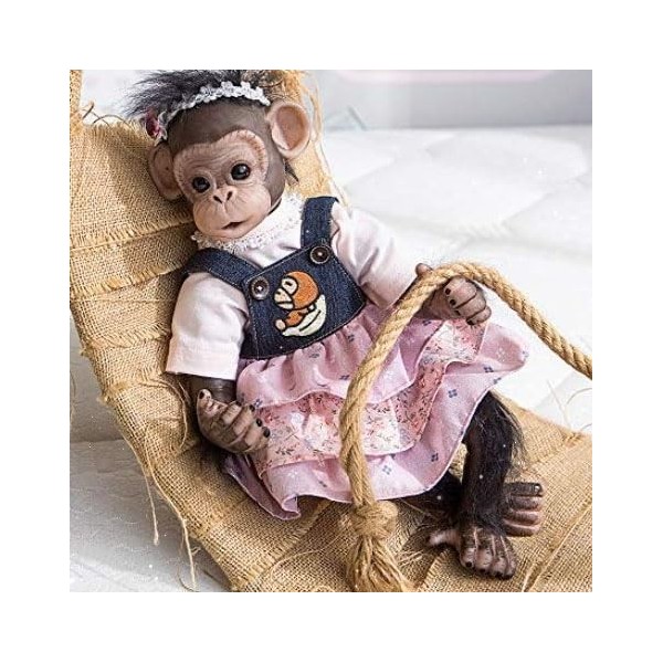 YIHANGG Poupée Singe Reborn 18 Pouces Réaliste Poupée Reborn Toddler 45cm Vinyle Doux en Silicone Poupée Bébé Nouveau-né Anni