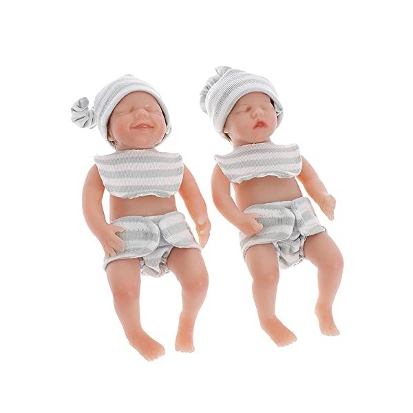 ZQXCU 2 pcs Bebe Reborn Silicone Souple Mini 15cm Poupee Bebe Réaliste Souple en Silicone Yeux Fermer Cadeaux de Noël Reborn 