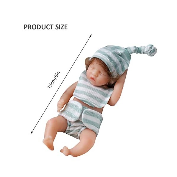 ZQXCU 2 pcs Bebe Reborn Silicone Souple Mini 15cm Poupee Bebe Réaliste Souple en Silicone Yeux Fermer Cadeaux de Noël Reborn 