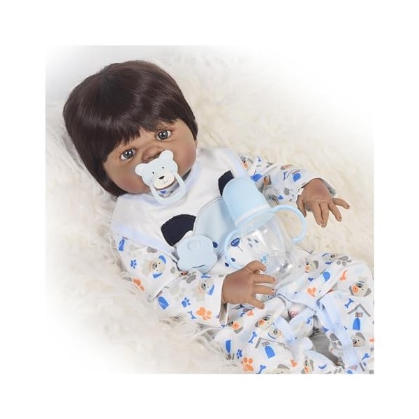 NURII Reborn Baby Doll, 22Pouces 55Cm Fait Main Nouveau-Né Souple en Silicone, avec Accessoires Jouets Coffret Cadeau pour En