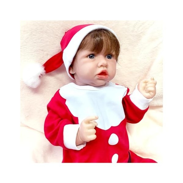 NURII Reborn Baby Doll, 22Pouces 55Cm Fait Main Nouveau-Né Souple en Silicone, avec Accessoires Jouets Coffret Cadeau pour En