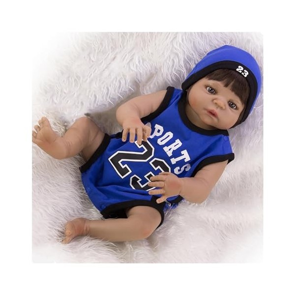 NURII Reborn Baby Doll, 22Pouces 55Cm Fait Main Nouveau-Né Souple en Silicone, avec Accessoires Jouets Coffret Cadeau pour En