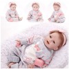 NURII Reborn Baby Doll, 22Pouces 55Cm Fait Main Nouveau-Né Souple en Silicone, avec Accessoires Jouets Coffret Cadeau pour En