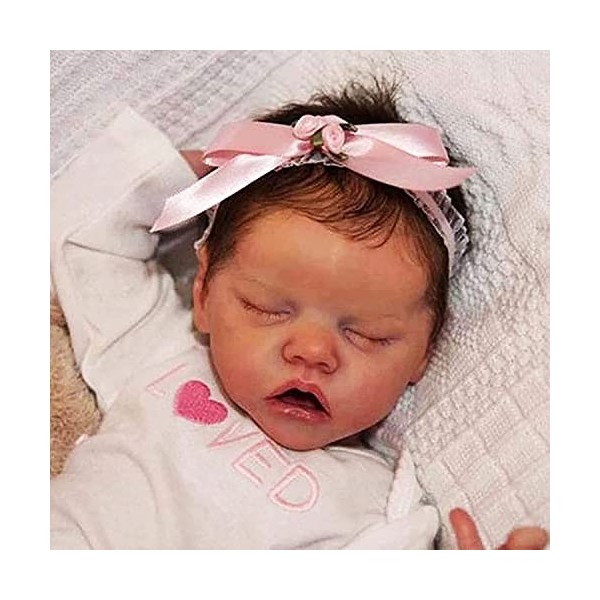 Reborn Bébé Poupées Fille Silicone Corps Complet Réaliste Fille Dormir 18 Pouces Nouveau-Né Poupées Bébé Poupée Lavable Yeux 