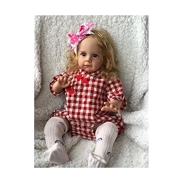 Pinky Reborn Poupées Reborn Bébé Qualité 60 cm Grande Taille Reborn Toddler Silicone Vinyle Adorable Réaliste Bébé Fille Bebe