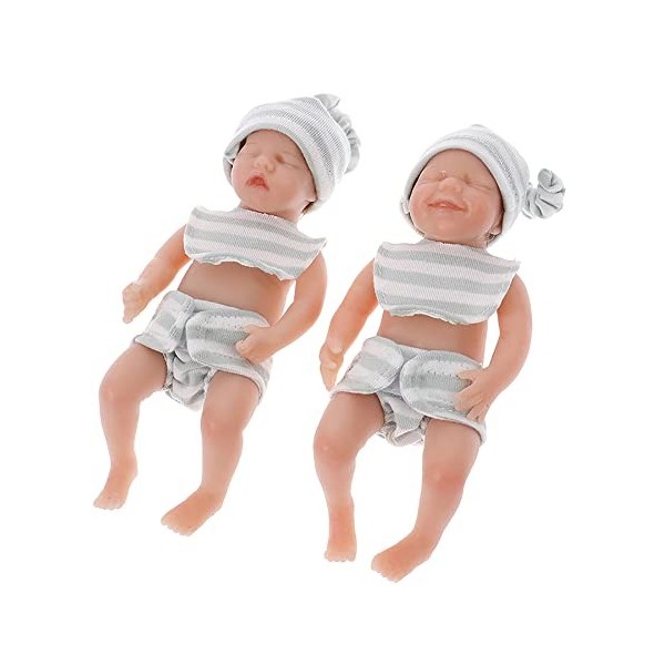 ZQXCU 2 PCS Poupée Reborn Garçon Minuscule 15CM Bébé Reborn Fille Vrai Nouveau-né Poupee Bebe Poupee Bebe Cadeau de Noël Joue