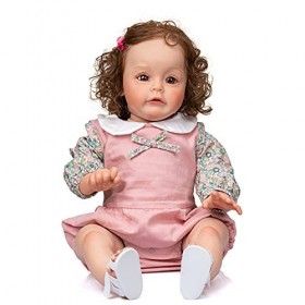 Pinky Reborn Dolls Poupée Reborn Bébé Souple en Silicone Réaliste en Vinyle Bebe Reborn Fille et Garçon 24 Pouces 60cm Poupon
