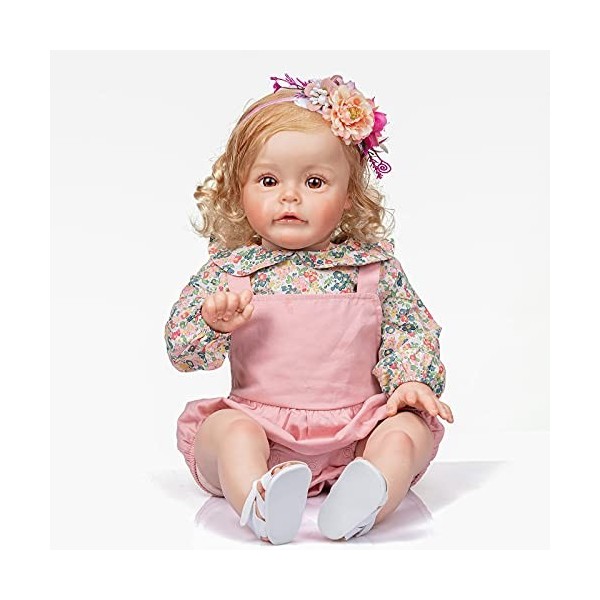 Pinky Reborn Dolls Poupée Reborn Bébé Souple en Silicone Réaliste en Vinyle Bebe Reborn Fille et Garçon 24 Pouces 60cm Poupon