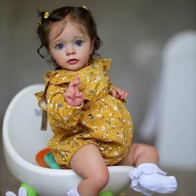 Pinky Reborn 24 Pouces 60 cm Réaliste Poupées Reborn Bébé Nouveau-Né Fille Bébé Real Soft Touch avec Cheveux enracinés à la M