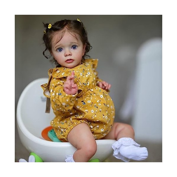Pinky Reborn 24 Pouces 60 cm Réaliste Poupées Reborn Bébé Nouveau-Né Fille Bébé Real Soft Touch avec Cheveux enracinés à la M