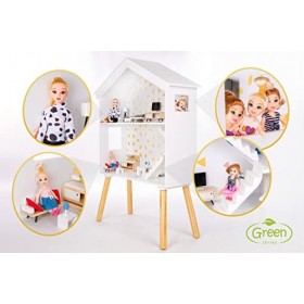 Kinderplay Grande Maison de poupée en Bois – Maison de poupée, Convient aux poupées Barbie, Comprend 22 Accessoires Plus 5 po
