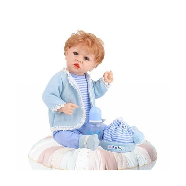 NURII Bebe Reborn Garcon - 22Pouces 55Cm Reborn Poupée Bébé Silicone Vinyle Reborn Fille Fait Main Réaliste Simulation - Rebo