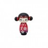 Usaburo Poupée japonaise Kokeshi Uraraka Kimono rouge avec motif floral 2014-9, rouge, blanc