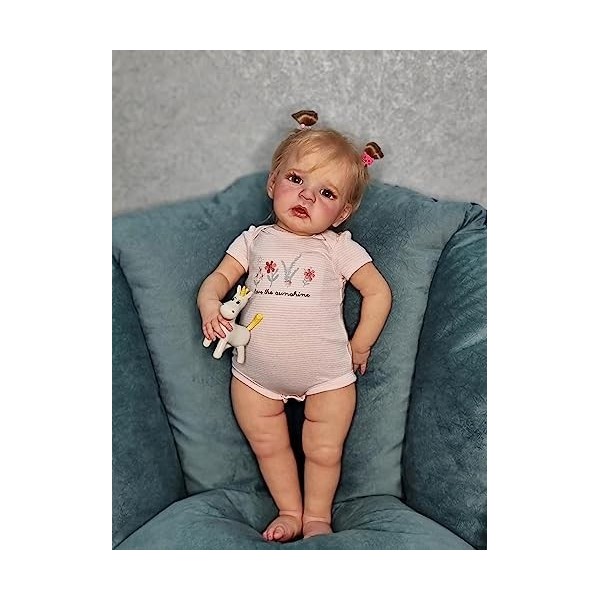 Pinky Reborn Poupée 24 Pouces 60 cm Réaliste Bebe Reborn Souple Silicone Vinyle Lifelike Mignon Nouveau-né Baby Dolls Fille J