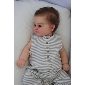 Pinky Reborn Poupée Reborn Mignon 24 Pouces 60cm Nouveau Reborn Bébé Fille Poupée avec Racine Brun Cheveux Doux Emmaillotage 
