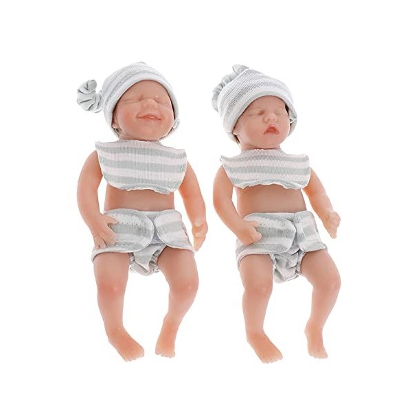 ZQXCU 2 PCS Poupée Reborn Fille Jumeaux Minuscule 15CM Bébé Reborn Réaliste Fille Mignonne Fait à La Main Reborn Baby Doll No