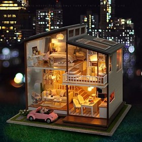 Cute Room Puzzle 3D Maison de poupée DIY Bois Maison miniature Kit de modélisme Maison de rêve Freedom