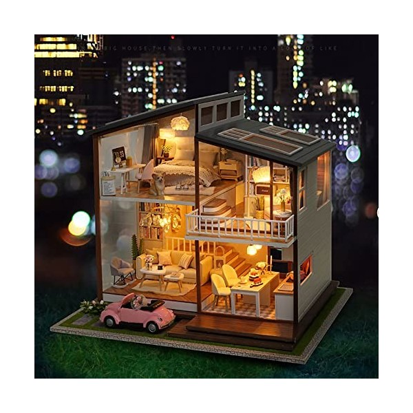 Cute Room Puzzle 3D Maison de poupée DIY Bois Maison miniature Kit de modélisme Maison de rêve Freedom