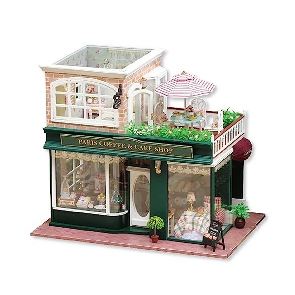 Puzzle 3D DIY en bois maison miniature maison de poupée Paris Café