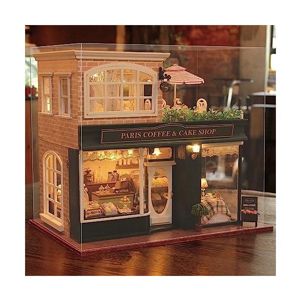 Puzzle 3D DIY en bois maison miniature maison de poupée Paris Café