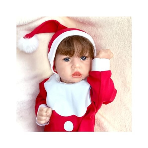 GRFIT Bebe Reborn Fille Metisse, 22 Pouces 55 Cm Réaliste Bebe Silicone Vinyle Souple Lifelike Mignon, Nouveau-né Poupée Rebo