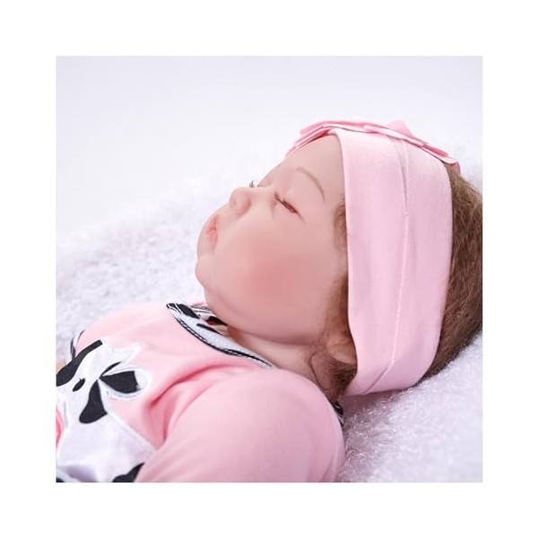 Reborn Baby Dolls Silicone Girl , 22 Pouces 55 Cm Poupées de bébé réalistes Faites à la Main de 22 Pouces Corps en Tissu Doux