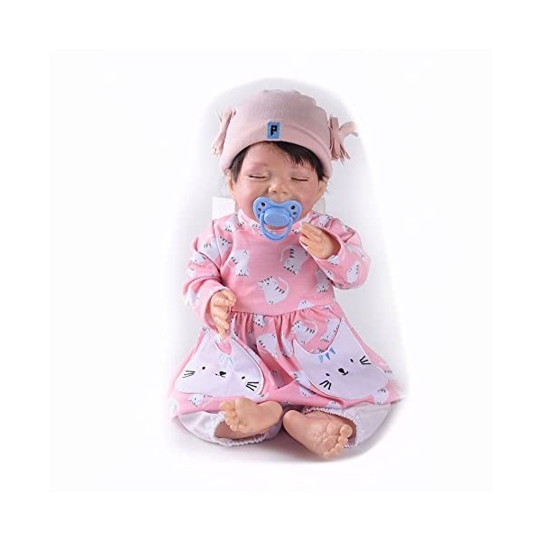 VVLXRIC BéBé Fille PoupéE, 18Pouces Sucré Bebe en Silicone Realiste, Jouets pour Enfants De 3 Ans Et Plus,A