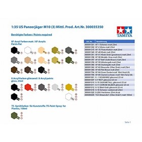 Tamiya 300035350 300035350-1:35 Chasseur de Chars US M10 3 Moyen Prod Réplique fidèle en Plastique Kit de Bricolage Modèle 