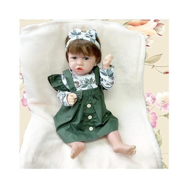 NURII Reborn Fille Pas Cher - 22 Pouces 55 Cm Si Vraiment Doux Doux Au Toucher Silicone Vinyle Reborn Baby Dolls Poupée Nouve