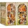 CUTEBEE Book Nook DIY Kit – Kit de Maison de poupées Miniatures avec Meubles et lumière LED, Puzzle 3D en Bois, Serre-Livres 
