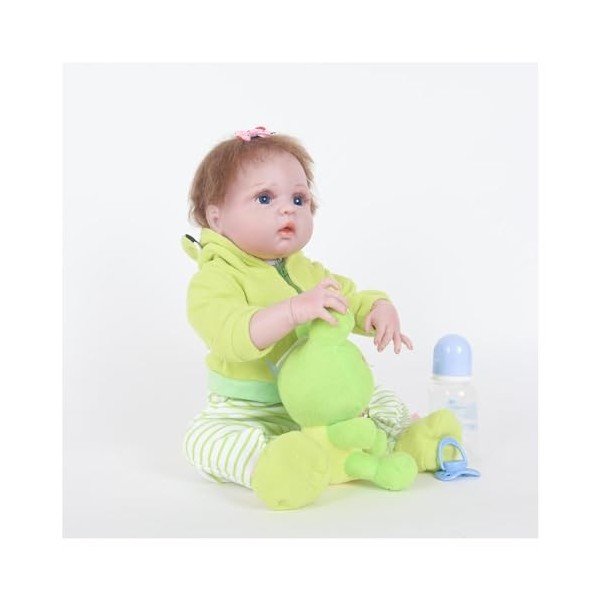 NURII Poupée Reborn Fille Realiste en Silicone Plein Corps - 22Pouces Réaliste Bebe Silicone Vinyle Souple Lifelike Mignon, S