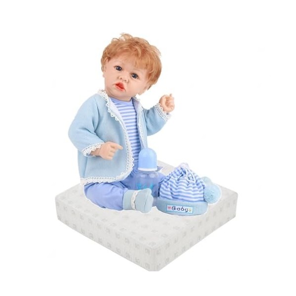 NURII Poupée Reborn Fille Realiste en Silicone Plein Corps - 22Pouces Réaliste Bebe Silicone Vinyle Souple Lifelike Mignon, S