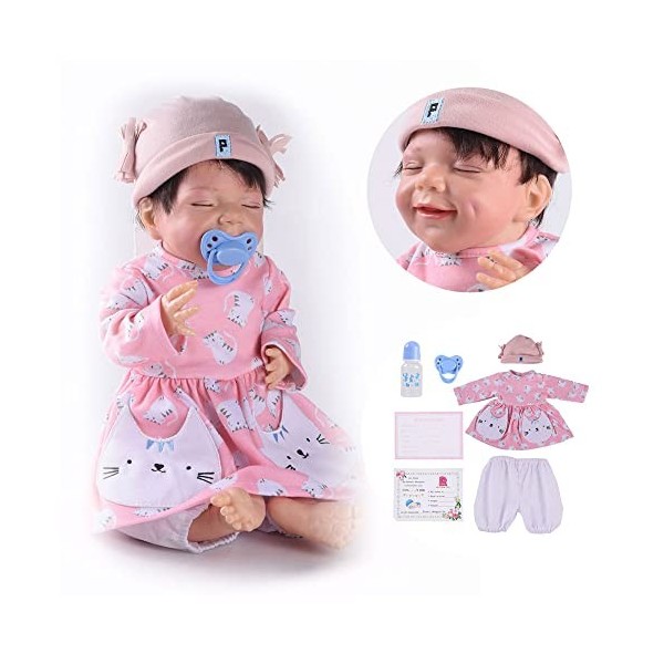 VVLXRIC PoupéE Fille, 18Pouces Mignon Poupee Realiste Silicone, Meilleurs Costumes danniversaire pour Les Filles,E