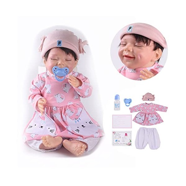 VVLXRIC Poupe Reborn, 18 Pouces Fait Main Poupee en Silicone, Convient Aux Enfants De Plus De 3 Ans,C