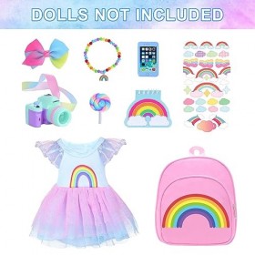 Poupées noires de 36,8 cm avec vêtements et accessoires de poupée noirs y compris sacs à dos, chaussures, appareils photo, té