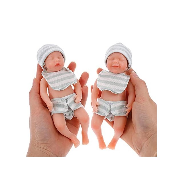 ZQXCU 2 Pcs Poupee Bebe Reborn Realiste Mini 15 cm Bebe Reborn Fille Silicone Plein Corps Poupée Reborn Fille Lifelike Mignon